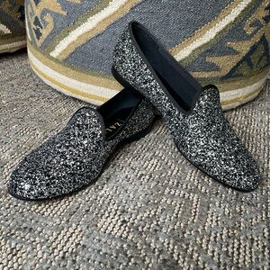Zalo NWOB Silver Glitter Smoking Loafers 9